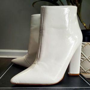 Fashionnova White Gloss Ankle Boots